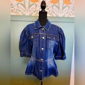 Denim Peplum Short Sleeve Jacket Shein 3X but fits a 2X